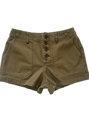 Others Follow Olive Green High Waist Button-Front Women's Shorts